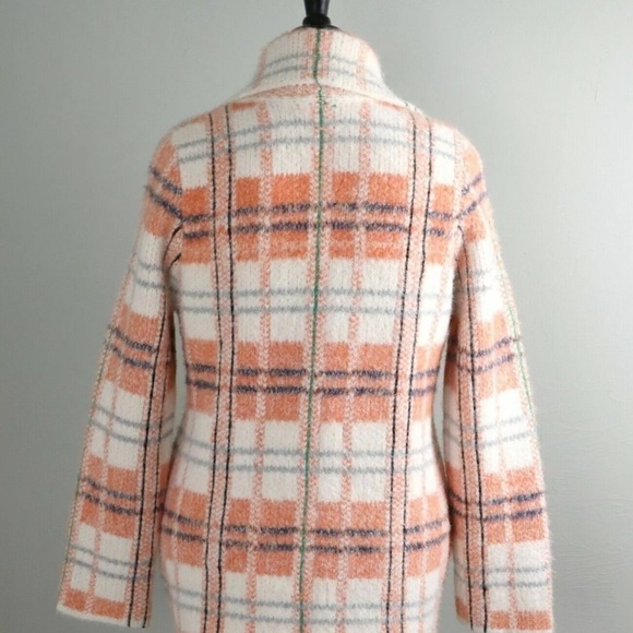 Soft Surroundings  Briony Soft Orange Plaid Sweater Jacket size small - Picture 7 of 9